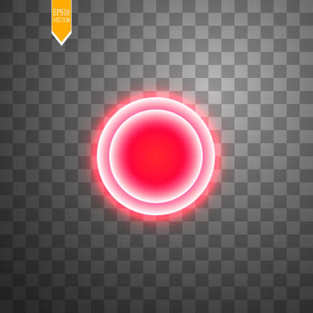 Red round frame. Shining circle banner. Isolated on black transparent background. Vector illustrationのイラスト素材