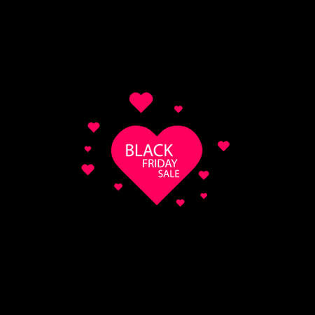 Illustration of an isolated line art heart icon with the text BLACK FRIDAY.のイラスト素材