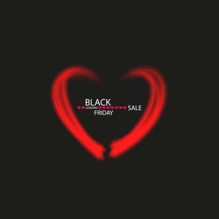 Illustration of an isolated line art heart icon with the text BLACK FRIDAY.のイラスト素材