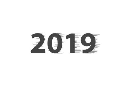 happy new year 2019 with Speedy line on white backgroundのイラスト素材