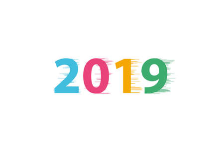 happy new year 2019 with Speedy line on white backgroundのイラスト素材