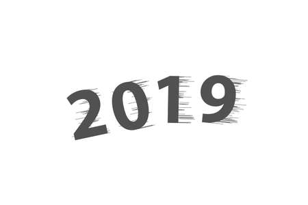 happy new year 2019 with Speedy line on white backgroundのイラスト素材