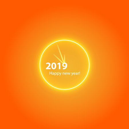 Christmas Party Poster with a glowing gold magical clock. Happy 2019 New Year Flyer, Greeting Card,...