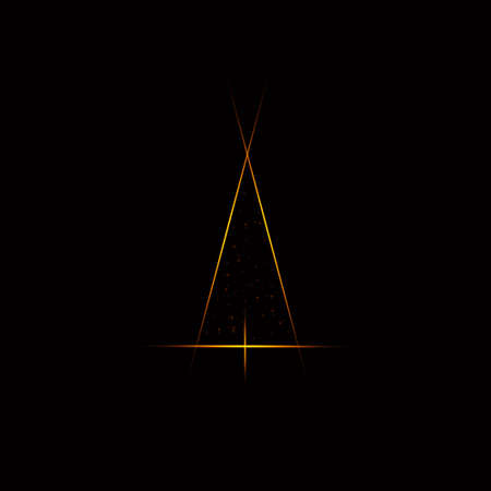 Christmas Tree made. Gold glitter bokeh lights and sparkles. Shining star, sun particles and sparks with lens flare effect on dark background. Vectorのイラスト素材