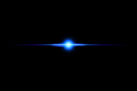 Shape, Single Line, Light Beam Spotlight Star. Blue neon lines with light effects isolated on black transparent background. Vector illustration.のイラスト素材