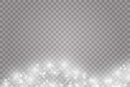 Vector white glitter wave abstract illustration. White star dust trail sparkling particles isolated on transparent background. Magic conceptのイラスト素材