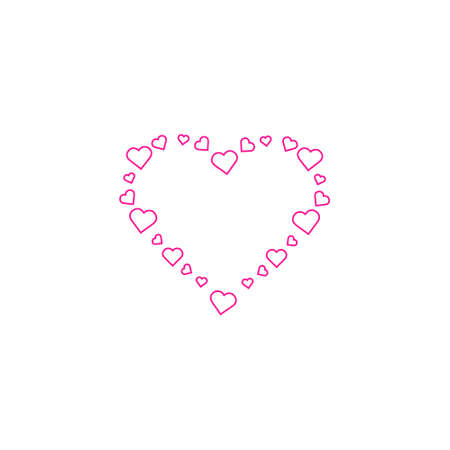 Confetti cover. Frame from hearts. White background. Love Vector Design, Heart symbol Illustrationのイラスト素材