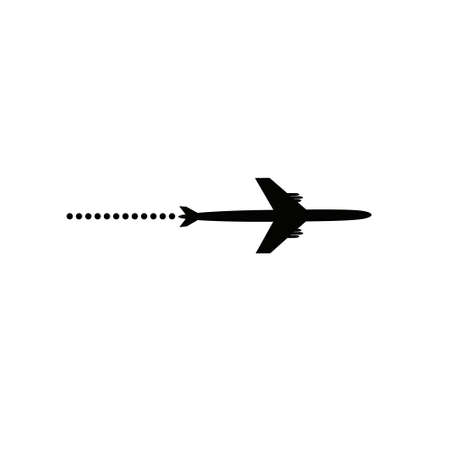 Progress loading bar with airplane. The waypoint is for a tourist trip. The flying apartment is black and his track on a white background. Vector illustration. Tourism. Travel.のイラスト素材