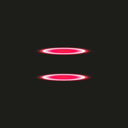 Magic fantasy portal. Futuristic teleport. Light effect. Red candles rays of a night scene with sparks on a transparent background. Empty light effect of the podium. Disco club dancefloor.のイラスト素材