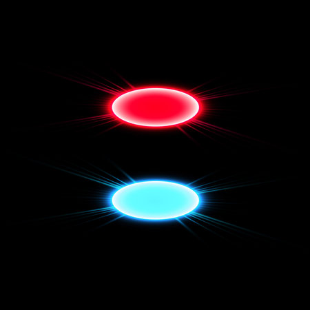 Magic fantasy portal. Futuristic teleport. Light effect. Blue and red candles rays of a night scene...