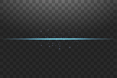Abstract blue lights lines on transparent background vector illustration. Easy replace use to any image. A bright flash of light on the line.のイラスト素材