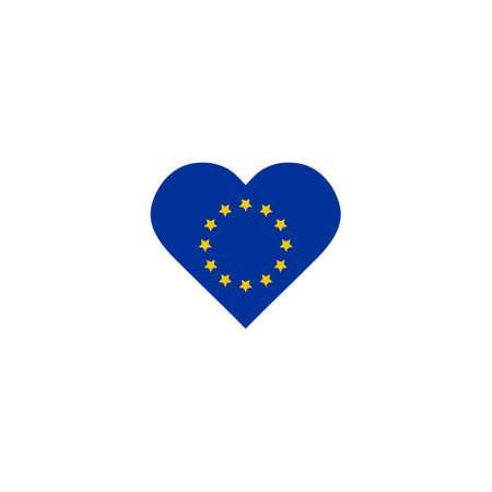 European Union Vector Flag Inside heart shape graphic element Illustration template designのイラスト素材