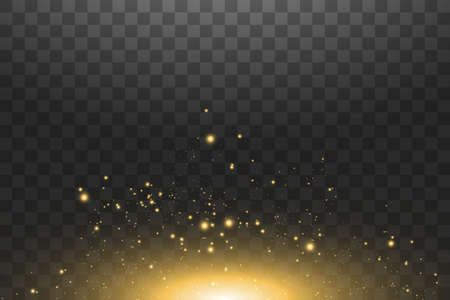 Vector golden cloud glitter wave abstract illustration. White star dust trail sparkling particles isolated on transparent background. Magic conceptのイラスト素材