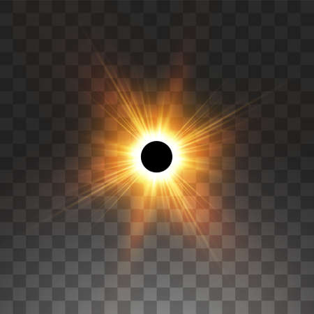 Total solar eclipse vector illustration on transparent background.のイラスト素材