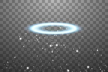 Blue halo angel ring. Isolated on black transparent background, vector illustrationのイラスト素材