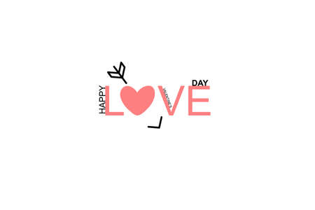 Happy Valentines Day lettering isolated on white background vector illustration. Greeting romantic design. Love symbol taglineのイラスト素材