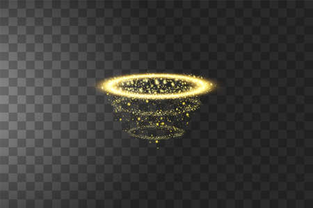 Golden halo angel ring. Isolated on black transparent background, vector illustrationのイラスト素材