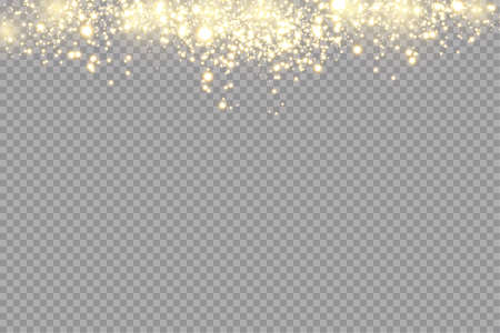 Golden sparks glitter special light effect. Vector sparkles on transparent background. Christmas abstract pattern. Sparkling magic dust particlesのイラスト素材