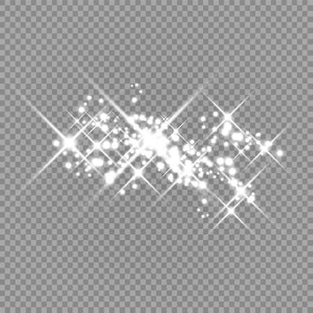White sparks glitter special light effect. Vector sparkles on transparent background. Christmas abstract pattern. Sparkling magic dust particlesのイラスト素材