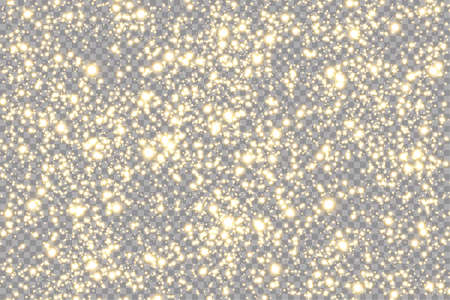 Golden sparks glitter special light effect. Vector sparkles on transparent background. Christmas abstract pattern. Sparkling magic dust particlesのイラスト素材
