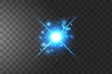 Shining blue stars isolated on transparent background. Vector illustration.のイラスト素材