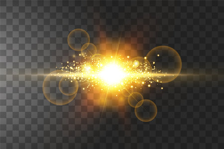 Shining golden stars isolated on black background. Vector illustration.のイラスト素材