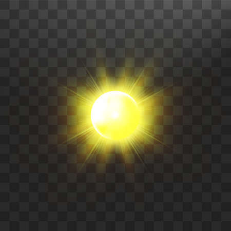 Warm sun on a transparent background. Summer. Glare. Solar rays.のイラスト素材