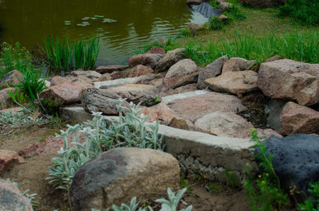Standing empty on top of a mountain view, Blank space cliff edge with mountain on cloudsの写真素材