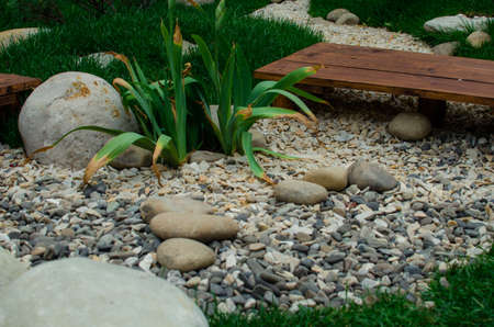 garden with pond in asian style.の写真素材