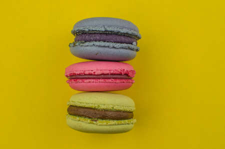 French macaroon cake. Macaroons in box with dried flowersの写真素材