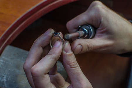 Desktop for craft jewellery making with professional tools. Copy spaceの写真素材