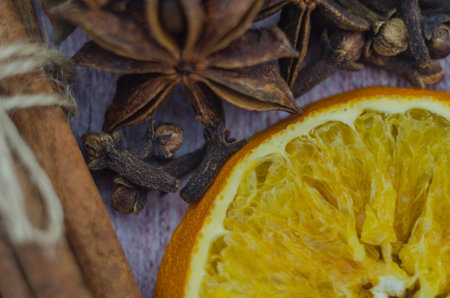 Hot mulled wine with cinnamon Copy space
