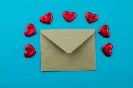 Ribbons shaped as hearts on white, valentines day concept. copy spaceの写真素材