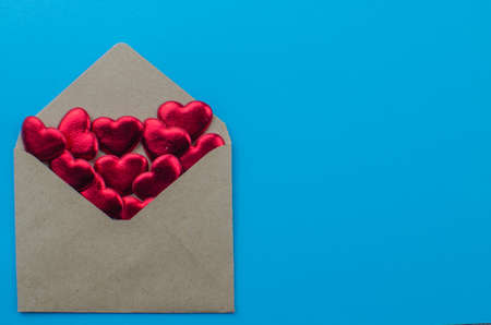Ribbons shaped as hearts on white, valentines day concept. copy spaceの写真素材