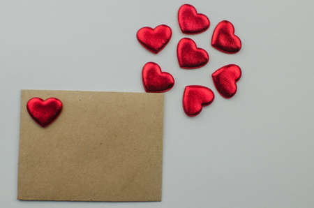 Ribbons shaped as hearts on white, valentines day concept. copy spaceの写真素材