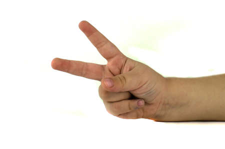 isolated child hand holding an objectの写真素材
