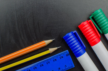 School office supplies including board.の写真素材