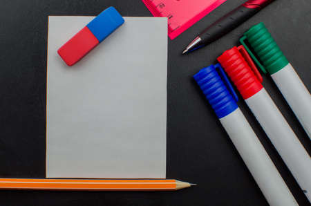 School office supplies including board.の写真素材