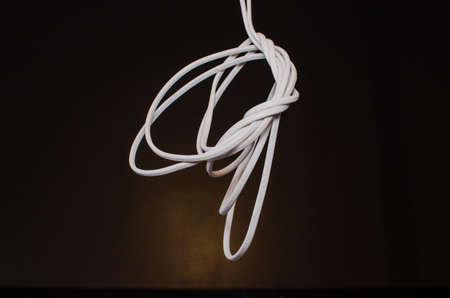 Computer wires for power supply on white background, electroic,の写真素材