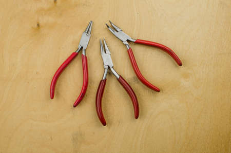 Tools set of jewellery. Jewelry workplace on metal background with copy space for text.の写真素材