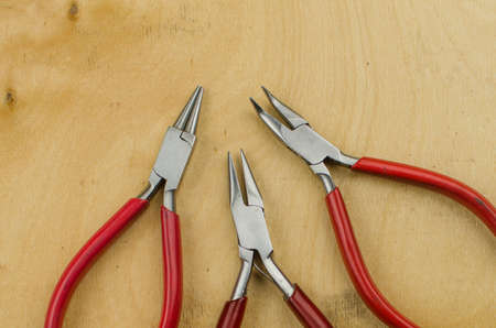 Tools set of jewellery. Jewelry workplace on metal background with copy space for text.の写真素材