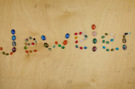 Tools set of jewellery. Jewelry workplace on metal background with copy space for text.の写真素材