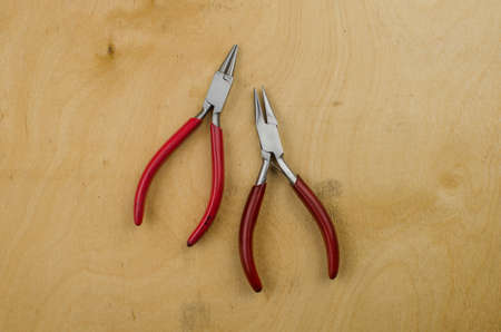 Tools set of jewellery. Jewelry workplace on metal background with copy space for text.の写真素材