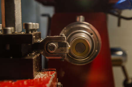 machining of jewelry rings on a latheの写真素材