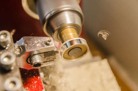 machining of jewelry rings on a latheの写真素材