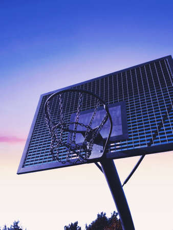 basketball hoop on classic blue sky background.の写真素材