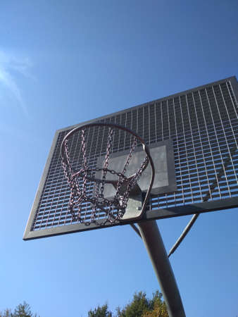 basketball hoop on classic blue sky background.の写真素材