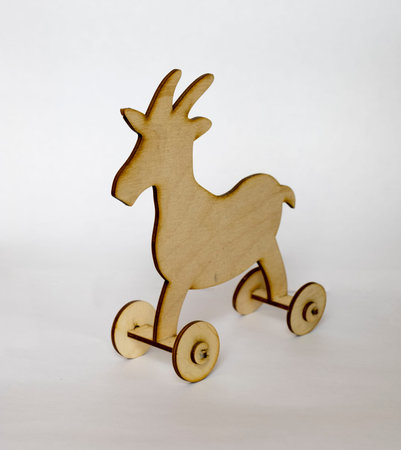 Wooden horse on wheelsの写真素材