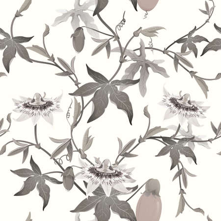 Passion flower seamless backgroundのイラスト素材