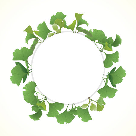 Circle banner with Gingko biloba leafのイラスト素材